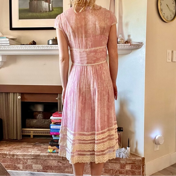 Vintage Kay Unger Pink Silk Tea Dress - Picture 4 of 12